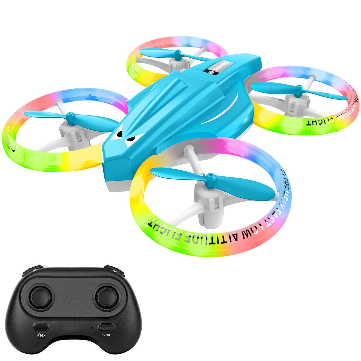 Lisoco Drone, Mini Drone for Kid and Beginner with Led Light, Small Indoor Rc Drone with 360 Flip, 2 Batteries, One Key Take Off Landing, Kids Flying Toy Gift for Boy and Girl(Light Blue)