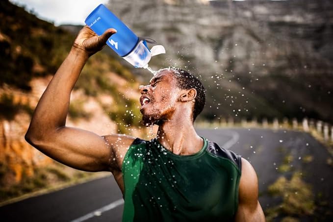 Linowos Drinking and Misting Sports Water Bottle, Non-Toxic BPA Free, Fast Water Flow Opens with 1-Click, Portable Leak-Proof Spray Cup for Cycling Fitness Camping Hiking Outdoor