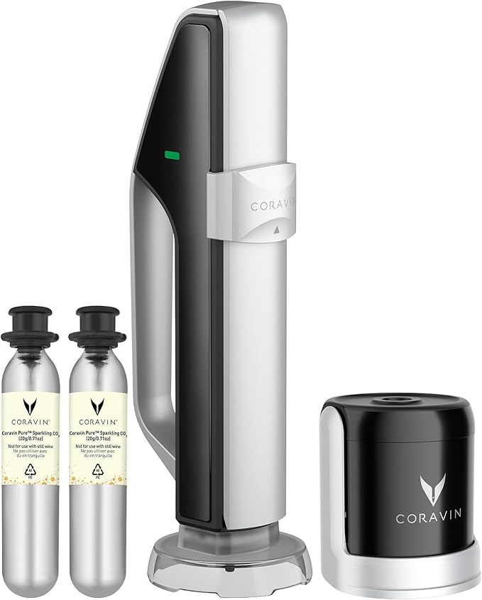 Coravin Sparkling Wine Preservation System - Preserve Wine for 4 Weeks - Wine Saver for Sparkling Wine - With Pure Sparkling CO2 Gas Capsules - For Champagne and Other Sparkling Wines