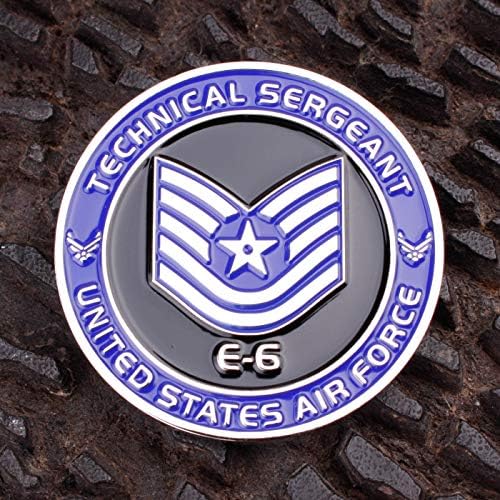 Air Force Technical Sergeant E6 Challenge Coin! United States Air Force Tech Sergeant Rank Military Coin. E-6 USAF Challenge Coin! Designed by Military Veterans - Officially Licensed Product!