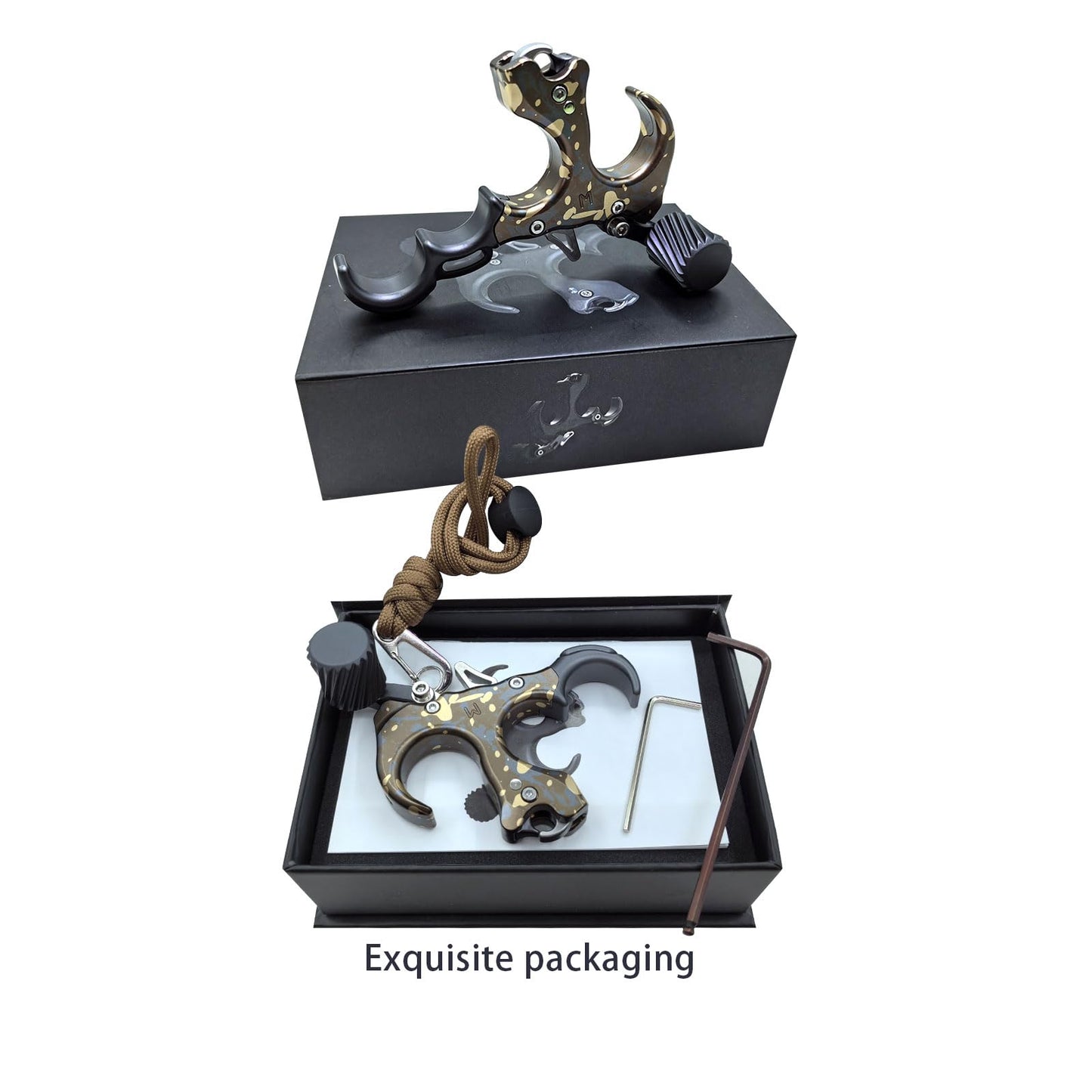 Compound Bow Aid Releaser with Wrist Straps and Adjustment Tool,Archery Release Aids with 3&4 Thumb Release Adjustable,Aluminum Alloy Aids.for left and right Handers. (camouflage)