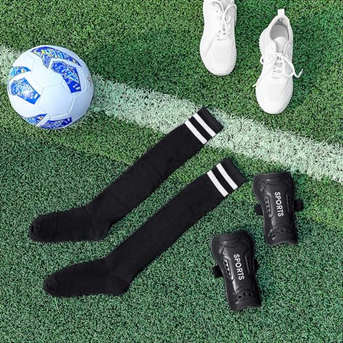 Syhood Soccer Shin Guards and Socks for Toddler Kids Youth, Lightweight Soccer Shin Pads Protective Soccer Gear for 3-5, 5-10, 10-15 Years Old Children Teen Boys Girls Soccer Game (Black,S Size)