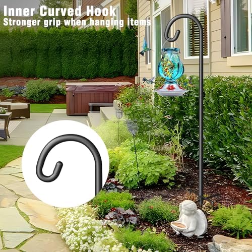 Shepherd Hook for Outdoor, Heavy Duty Bird Feeder Pole with 5 Prong Base, Adjustable Height Bird Feeder Stand Ideal for Hanging Bird Feeders, Plant, and Garden Decorations