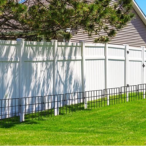 10 Pack Animal Barrier Fences, 1.5" Gap No Digging Garden Fence Panels, Metals Black Deterrent Fence for Dogs Rabbits, Decorative Fence for Outdoor Landscape Patio Total 10 ft(L)×16 in(H)