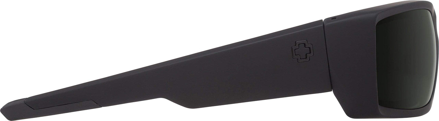 Spy Optic Men's General Rectangular Sunglasses, Soft Matte Black/Happy Gray/Green, 60 mm