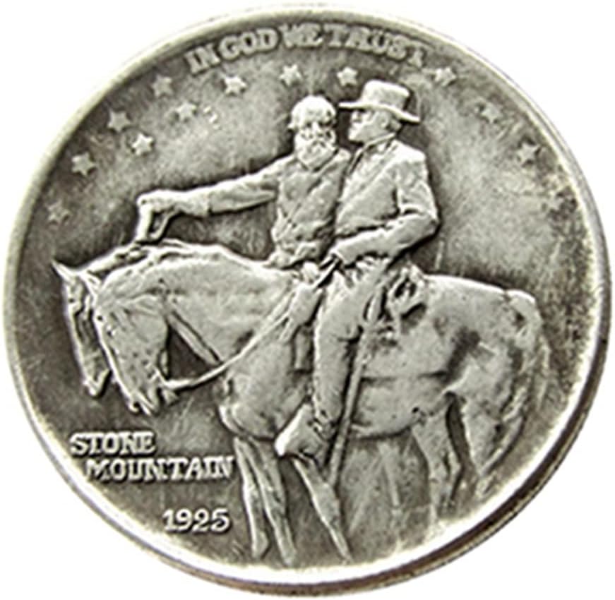 Antique Silver Dollar Coins, 1925 Stone Mountain Memorial Half Dollar Silver Coins, Old Coin for Collectors, American Historical Culture Ancient Coin Collection History Buffs