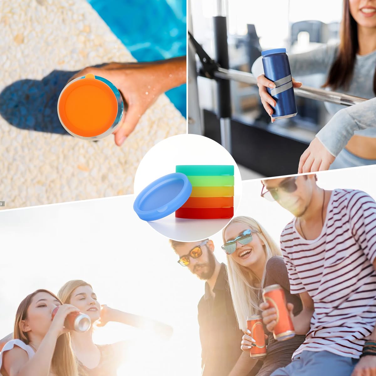 Aieve Silicone Soda Can Lids, Reusable Can Covers/Toppers for Soda, Can Saver for Soda, Pop, Coke, Beverage, Fits Slim Standard Mini Cans (6 Pack, Assorted, BPA-Free)