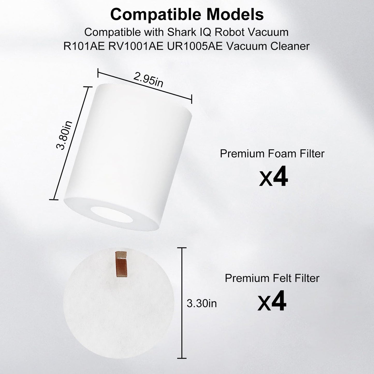 AirClean Parts RV1001AE Pre-Motor Foam Replacement Filter Compatible with Shark IQ Robot Vacuum R101AE RV1001AE UR1005AE Vacuum Cleaner (8 Pack)