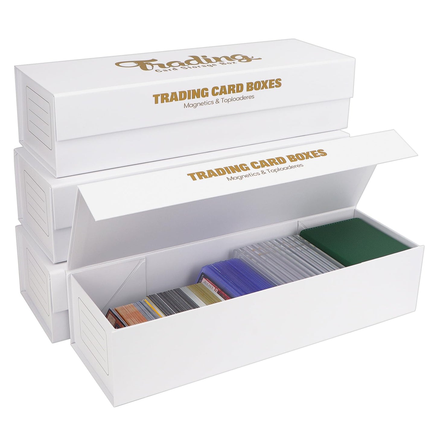AOBOPLE Trading Card Storage Box,4 Pack Magnetic Closure Card Storage Box Holds 200 Toploaders or 1200 Cards Fits Sleeved & Unlseeved Cards Toploaders and Magnetic Card Holders