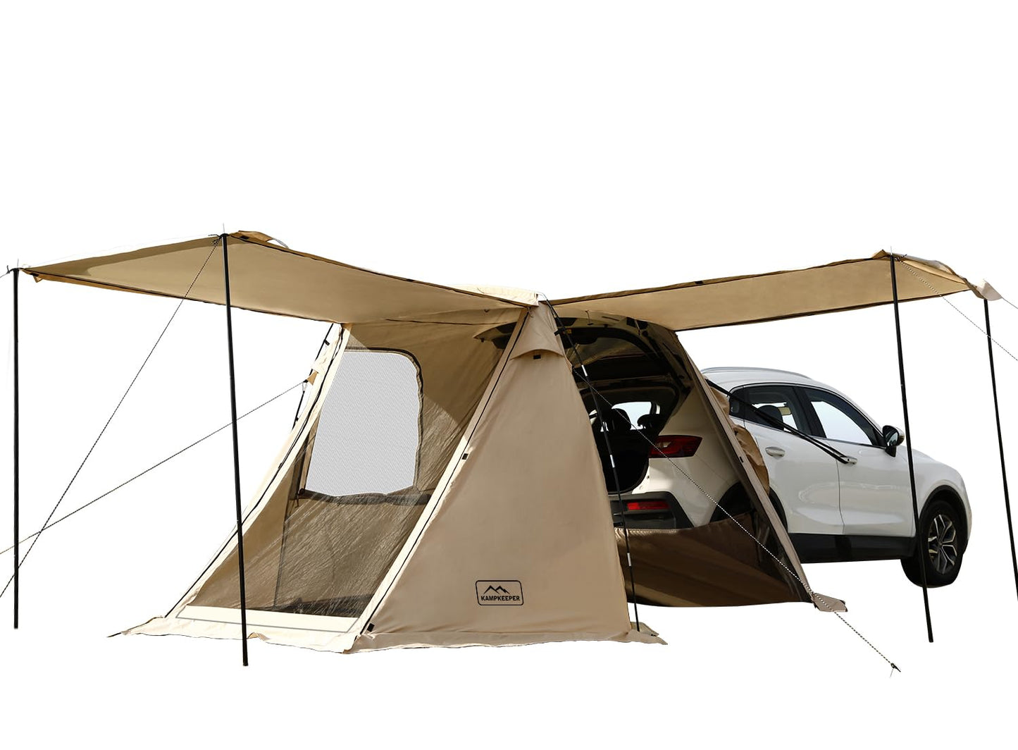 KAMPKEEPER SUV Car Tent, Tailgate Shade Awning Tent for Camping, Vehicle Camping Tents Outdoor Travel (Khaki)