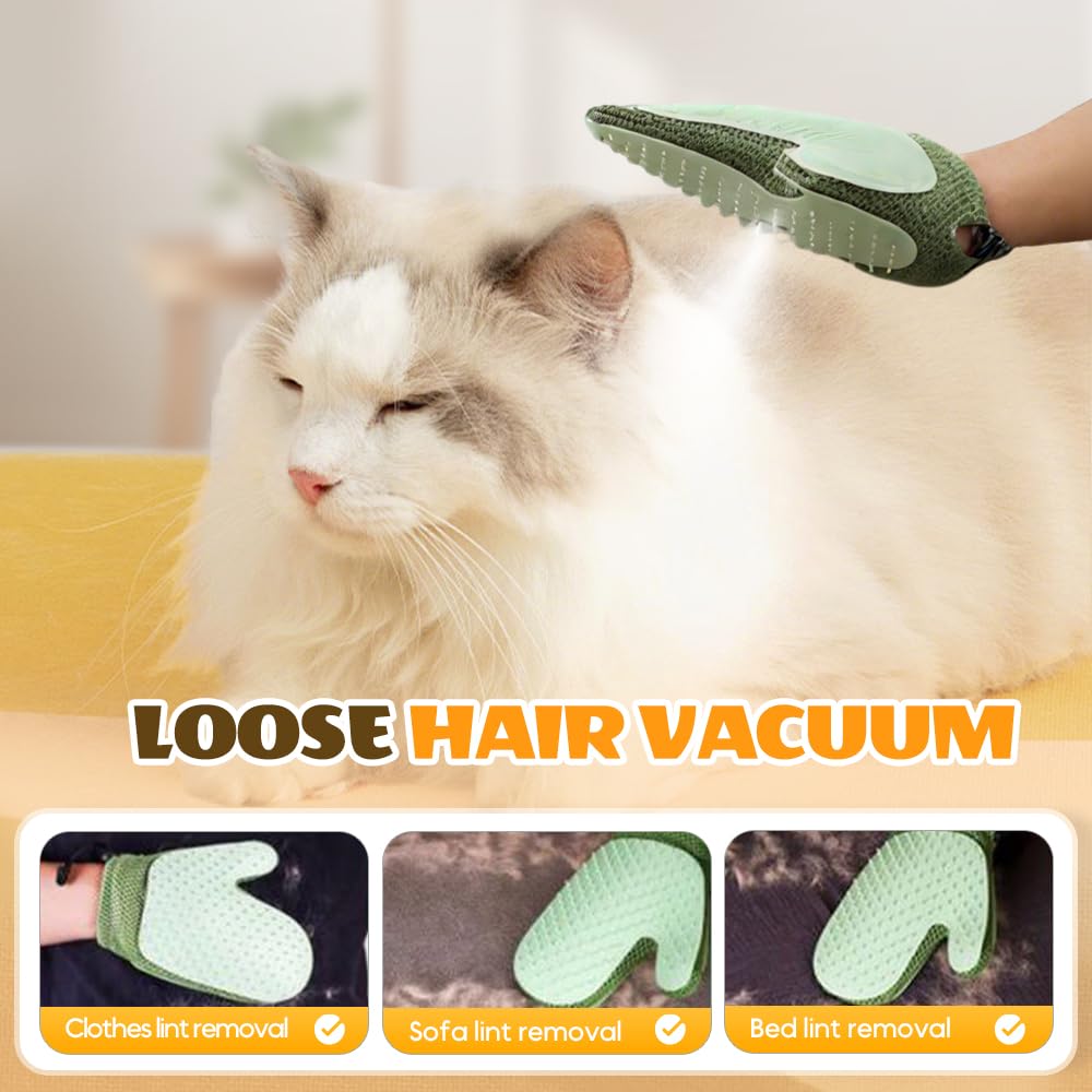 ANYSENT Pet Hair Removal Glove,2025 New All-in-One Grooming Mist Glove for Cats & Dogs,Pet Hair Remover for Bed Sheets Couch Clothes Carpet Car Seat,Pets Spray Gloves Deshedding Tools (Green/1PCS)