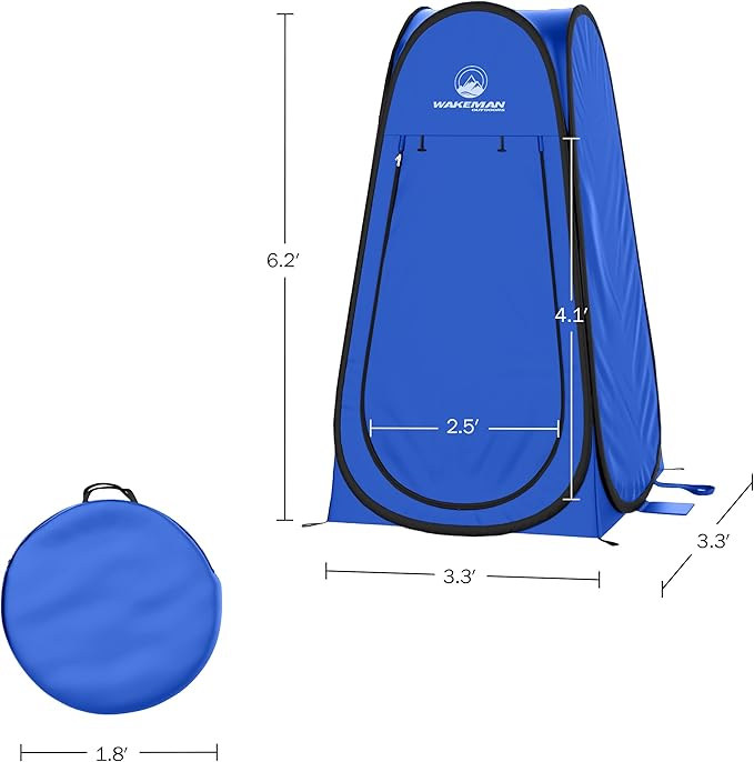 Pop Up Pod - Privacy Shower Tent, Dressing Room, or Portable Toilet Stall with Carry Bag for Camping, Beach, or Tailgate by Wakeman Outdoors