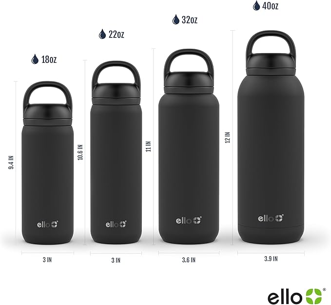 Ello Cooper Twist 18oz Kids Stainless Steel Water Bottle with Chug Lid | Leak Proof Double Walled and Vacuum Insulated | Fits Car Cupholder | Built in Carry Loop | Dishwasher Safe | Antigua