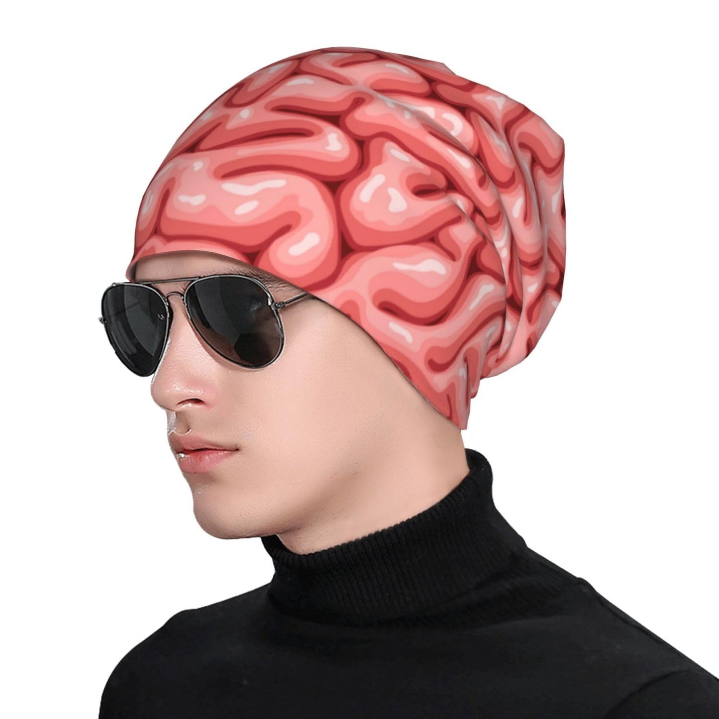 ANNCED Beanie Hat Knitted Cap for Men Women, Halloween Funny Zombie Brain Organ Thin Warm Knit Slouchy Cancer Hat Ski Cap Winter Warm Hip Hop Soft Skull Cap