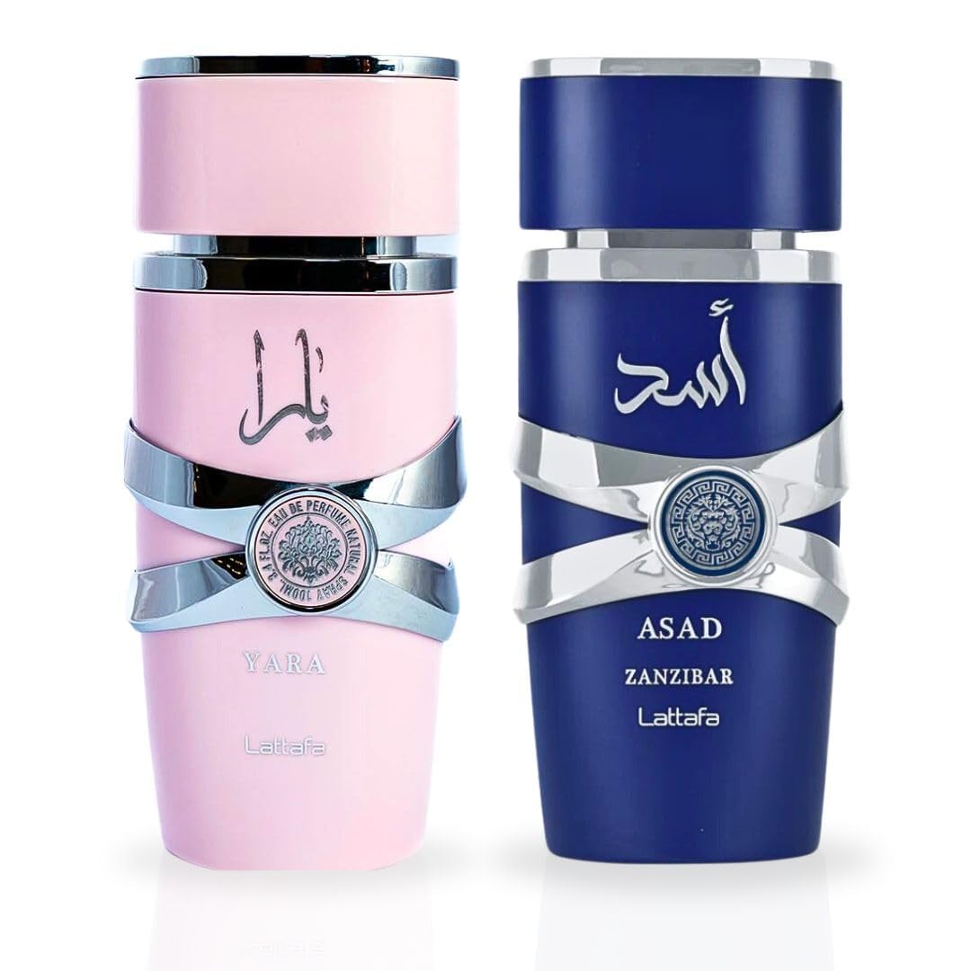 Yara and Asad Perfume - Unisex 2 Piece Eau de Parfum Gift Set (Asad for Men + Yara for Women) 3.4 Ounce/100 ml each