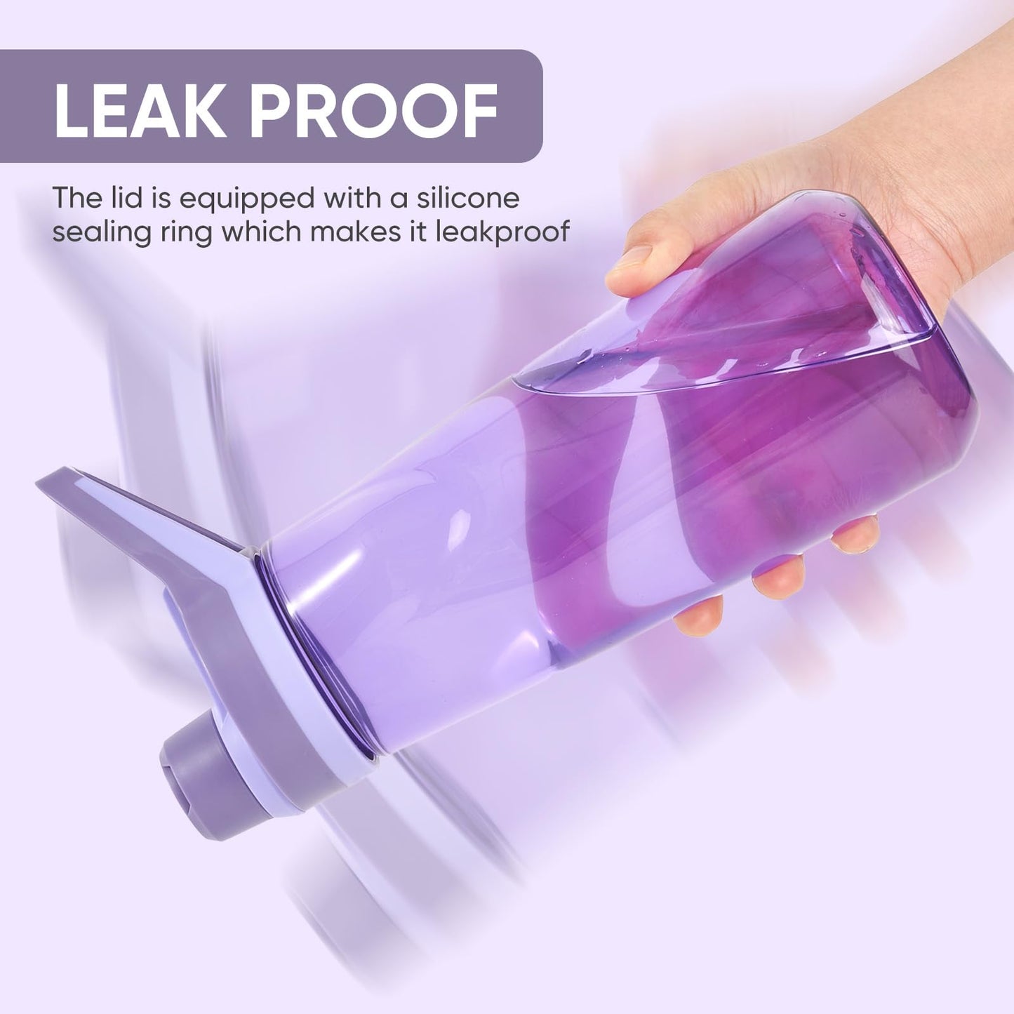 Kerilyn 32oz Water Bottle, Wide Mouth Plastic Water Bottles Chug Lid Sports Water Bottle, Double Walled Reusable Water Bottle With Handle, Leakproof Bottles for Travel, Fitness, Men, Women, Purple