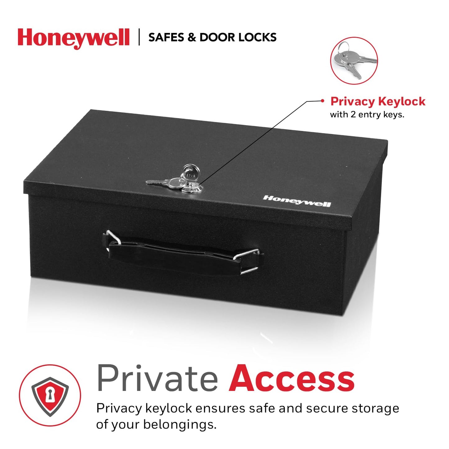 Honeywell Safes & Door Locks - Small Safe Box for Home - Fire Resistant Documents Lock Box with Keys - Steel Security with Key Lock for Personal Items, Jewelry, Money - 0.17 Cubic Feet - Black - 6104