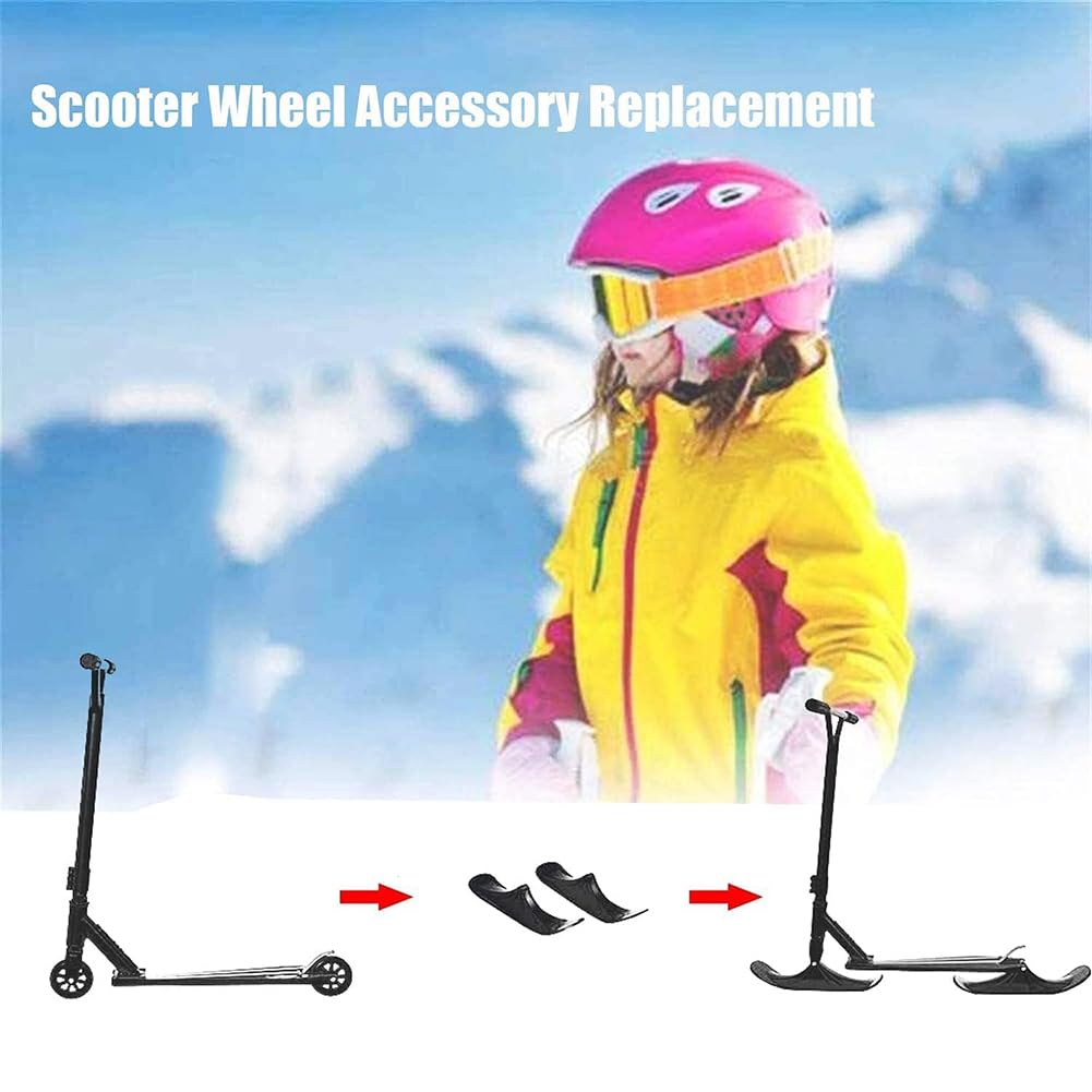 1 Pair of Snow Scooter Ski Sled, Snow Sled Ski Scooter Conversion Kit Ski Board Sleigh Accessories Outdoor Sports Winter Scooter Sled Ski Attachment for Kids Ski Skate Board Sled Accessories