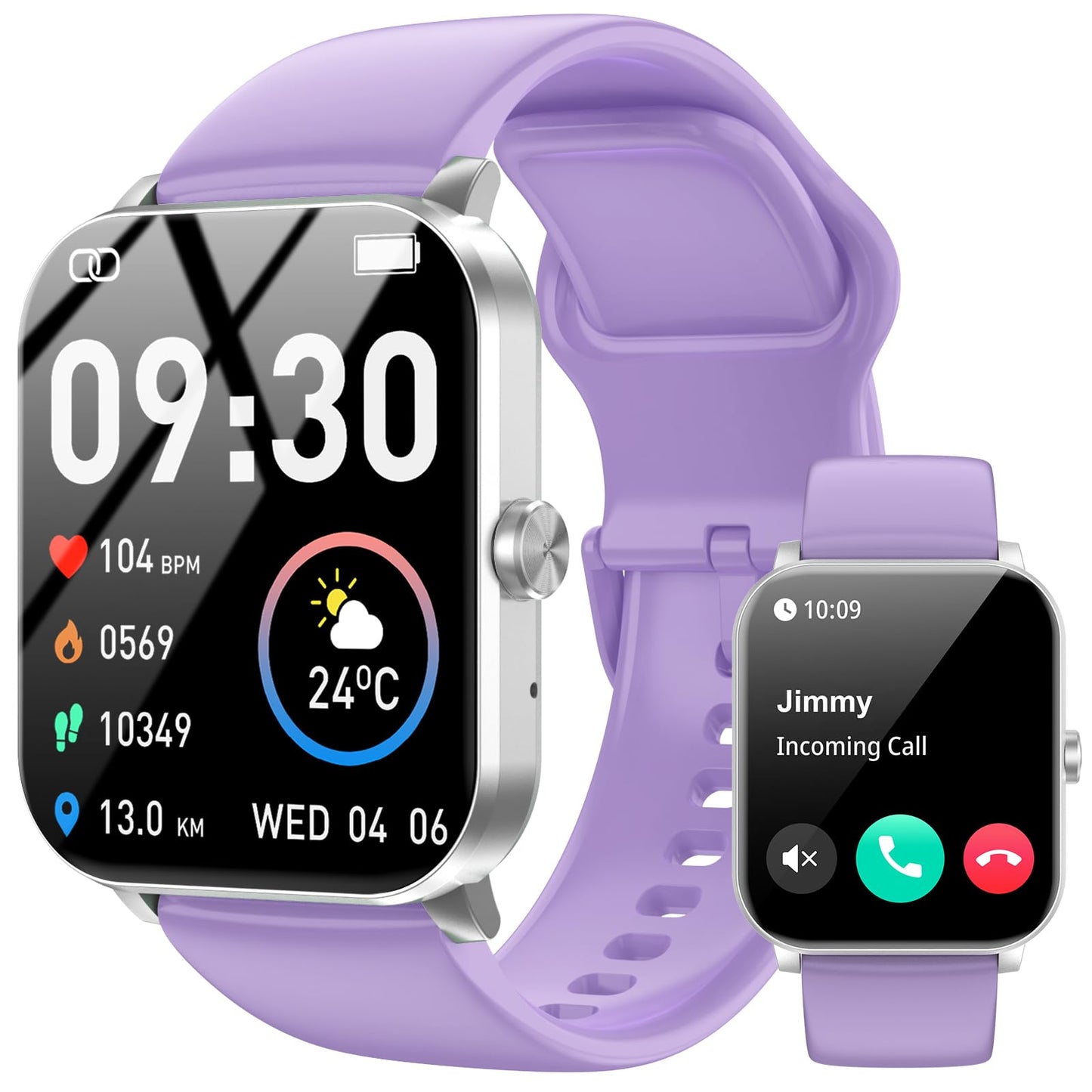 Smart Watch, 1.85" HD Smartwatch for Men Women (Answer/Make Calls), Fitness Watch with Heart Rate/Sleep/IP68 Waterproof/120+ Sports Modes, Pedometer, Android Smart Watch for Android iOS (Purple)