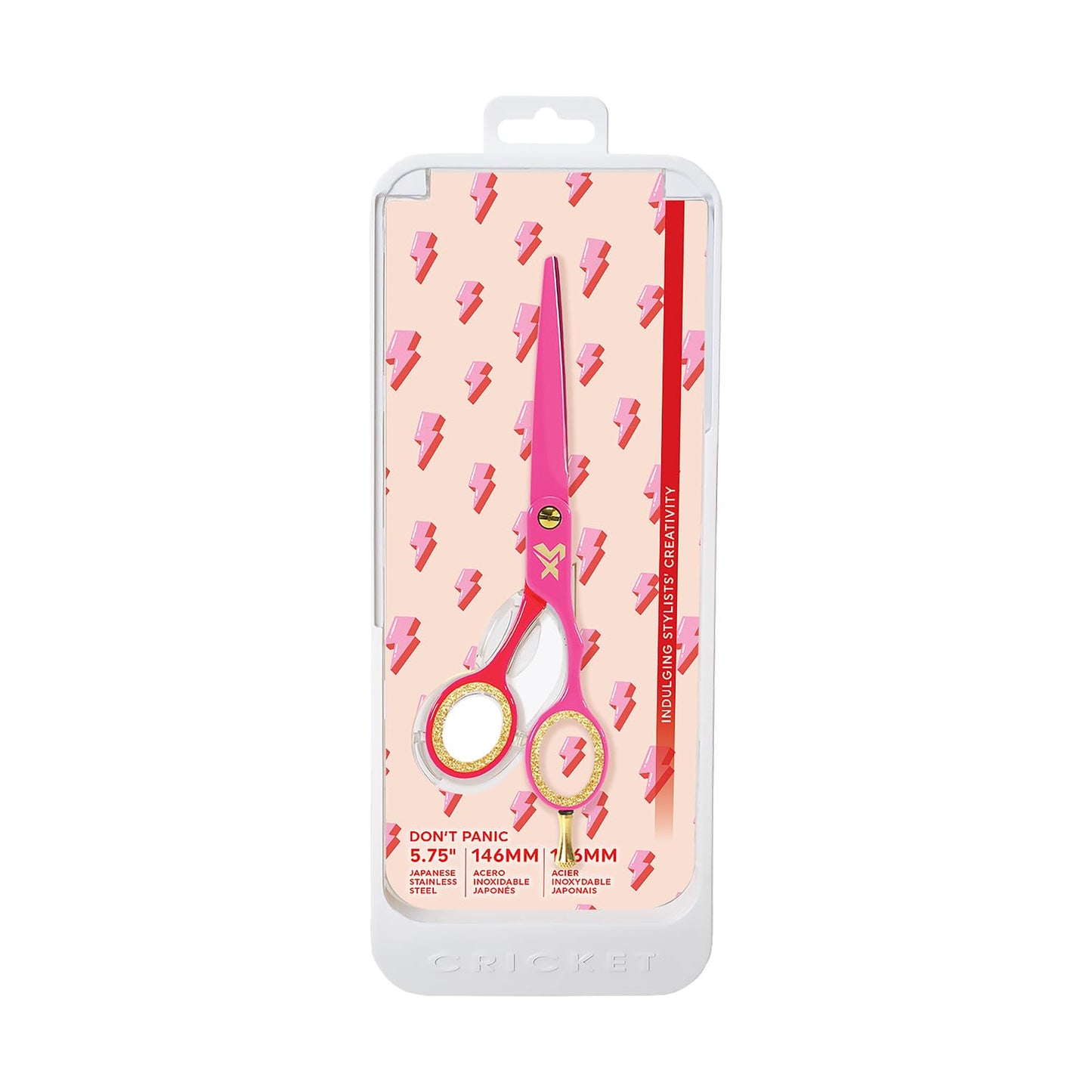 Cricket Shear Xpressions Charmed Life 5.75” Professional Stylist Hair Cutting Scissors, Japanese Stainless Steel Shears, Don’t Panic (Hot Pink & Red)