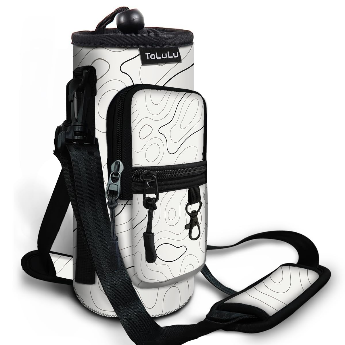 25/32/40oz Water Bottle Carrier Bag Pocket, Crossbody Insulated Neoprene Adjustable Shoulder Strap Water Bottle Pouch Case, Water Bottle Holder Sling Sleeve for Walking Hiking Travelling, Arts White