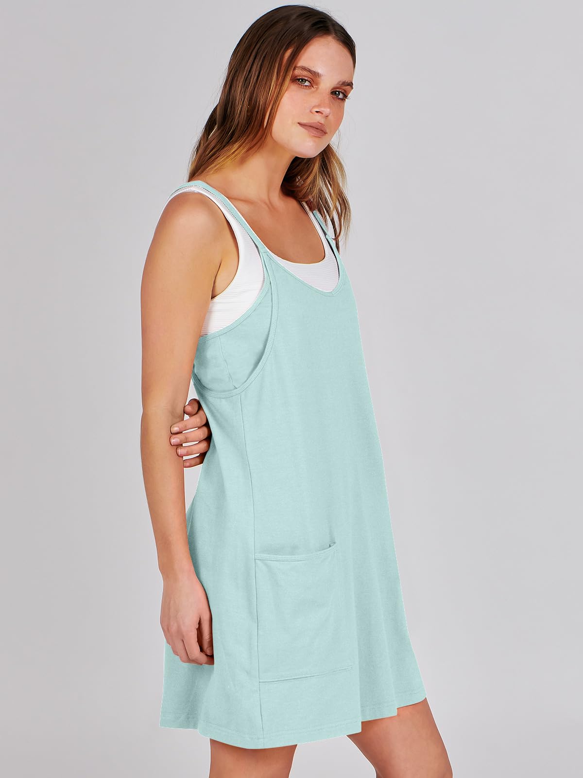 ANRABESS Women Summer Mini Romper Dress Workout Tennis Active Sports Athleisure Outfits built in Shorts Trendy Vacation Mint Green Small