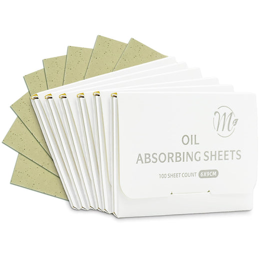 Natural Face Oil Blotting Paper -Bamboo Charcoal 600 Counts, Easy Dispensing Oil Absorbing Sheets, Premium Handy Facial Blotting Papers - Face Skin Care or Beauty Make Up Must Have (White-Green Tea)