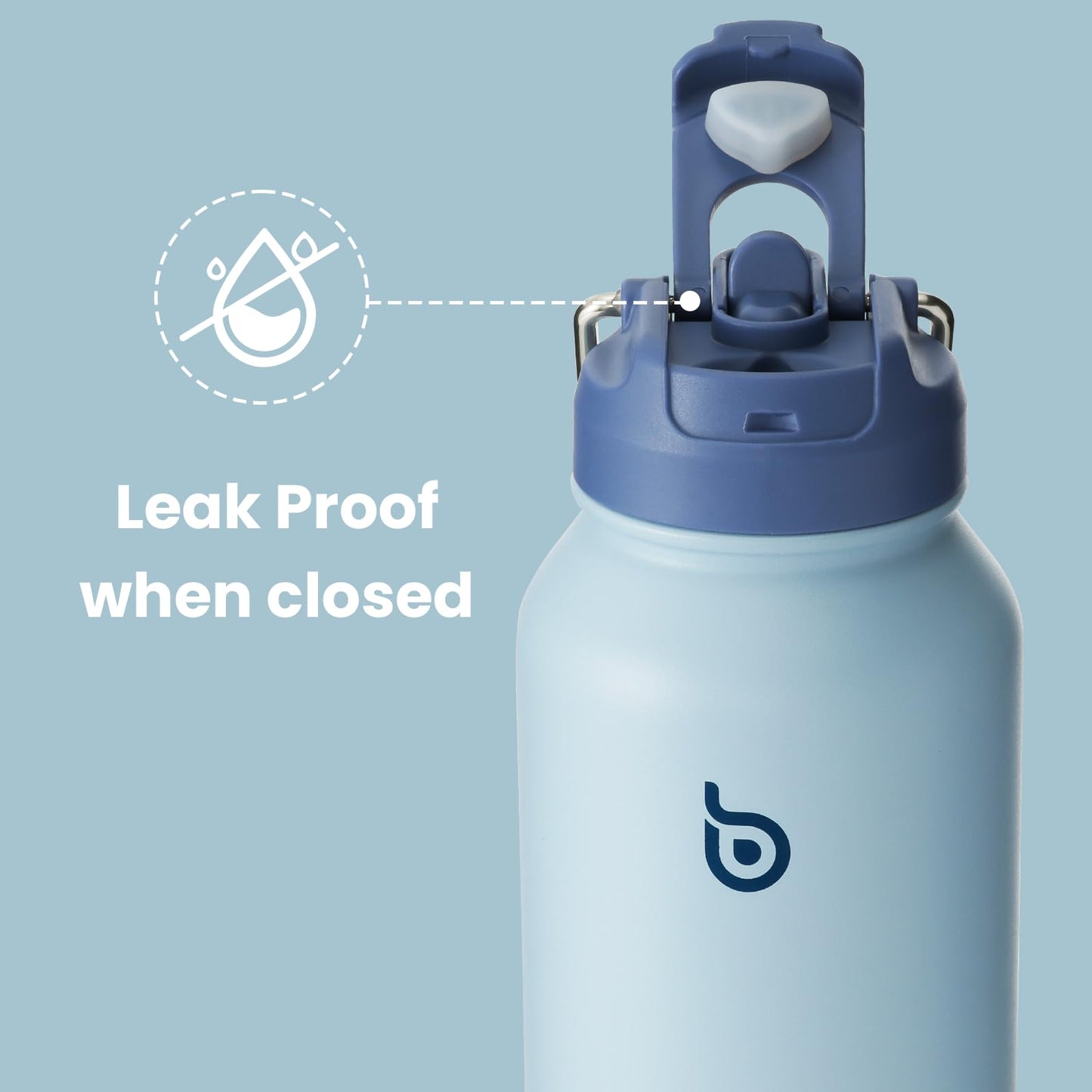 BOTTLE BOTTLE 32oz Insulated Water Bottle Stainless Steel Sport Water Bottle with Straw Dual-use Lid Design for Gym with Pill Box (blue)