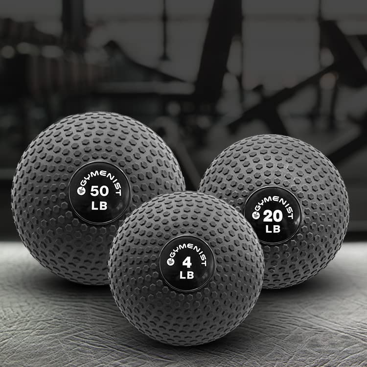 GYMENIST Weighted No Bounce Slam Ball, Intensive Workout, Training, Gym Exercise, Available 4-100 LBS (8 LB), Black