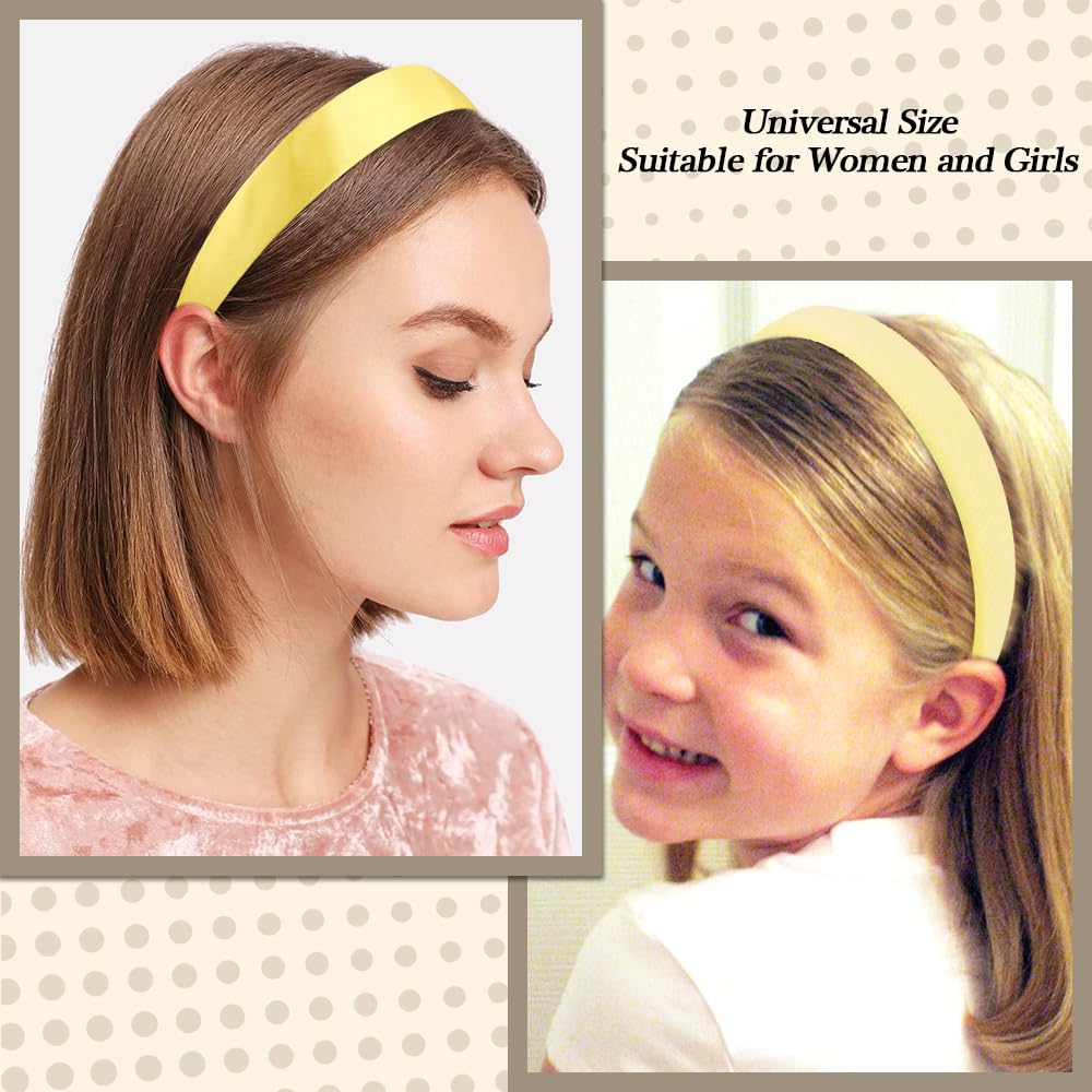 AHONEY 7 Pack Yellow Headbands for Women Girls Headbands Trendy Non Slip Hairbands Cute Hair Accessories Multi-style Headband Pack Diademas Para Mujer (Yellow)