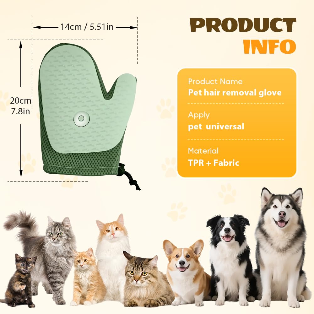 ANYSENT Pet Hair Removal Glove,2025 New All-in-One Grooming Mist Glove for Cats & Dogs,Pet Hair Remover for Bed Sheets Couch Clothes Carpet Car Seat,Pets Spray Gloves Deshedding Tools (Green/1PCS)