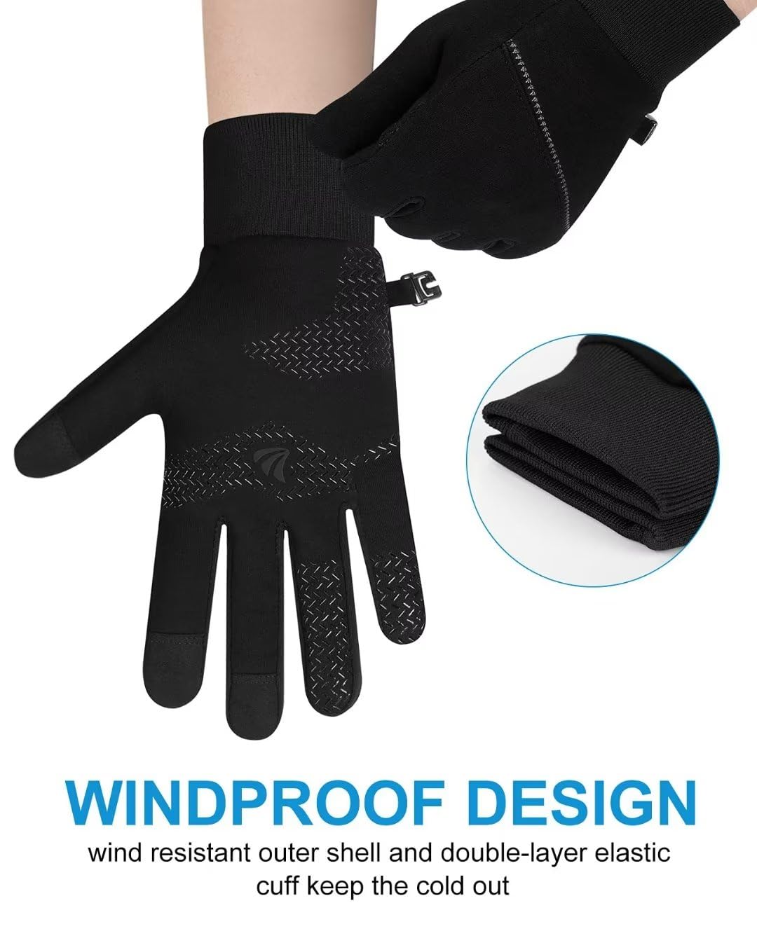 anqier Winter Gloves for Men Women Touch Screen Cold Weather Warm Gloves Freezer Work Gloves Windproof Unisex Thermal Gloves Black X-Large