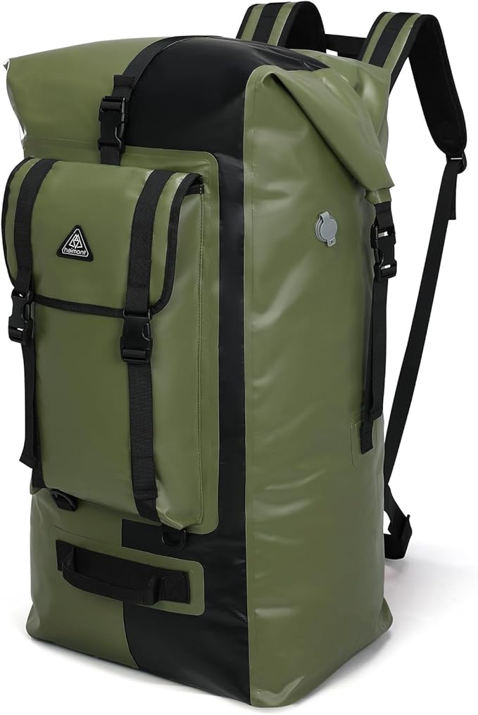 Haimont 100% Waterproof Roll-Top Backpack Heavy Duty Large Capacity IPX7 Dry Bag for Kayaking Rafting SUP Camping, 60/100L