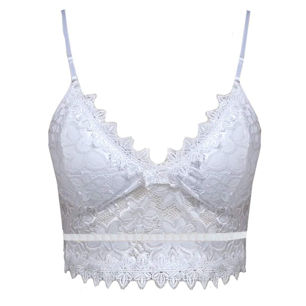 Aniywn Sexy Women Underwear Solid Color Lace Patchwork Vest Crop Wire Free Bra Tank Tops Blouse