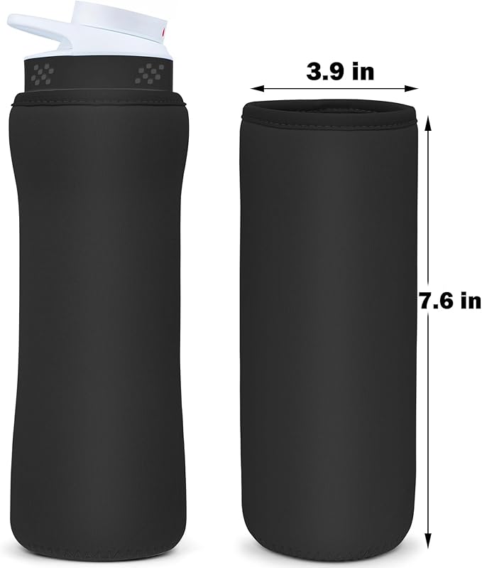 Sleeve Compatible with Cir-kul Water Bottle - 2 Pcs Water Bottle Sleeve Compatible with Cir-kul 22oz & Stainless Steel Bottle - Neoprene Insulated Water Bottle Cover for Retaining Temperature, (Black)
