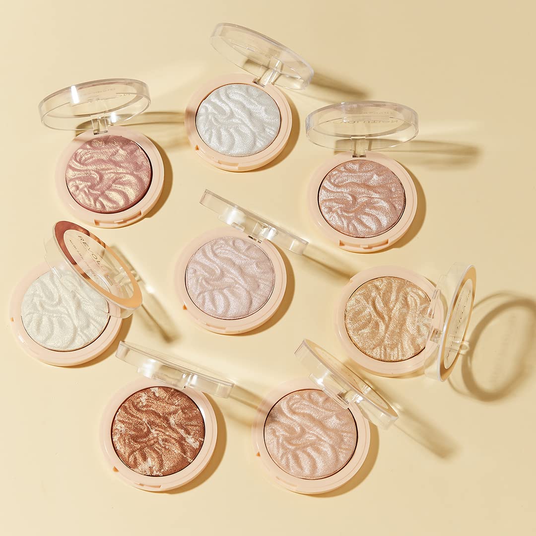 Revolution Reloaded Pressed Powder Highlighter, Intensely Pigmented for a High Impact Dewy Finish, Just My Type, 0.22 Oz