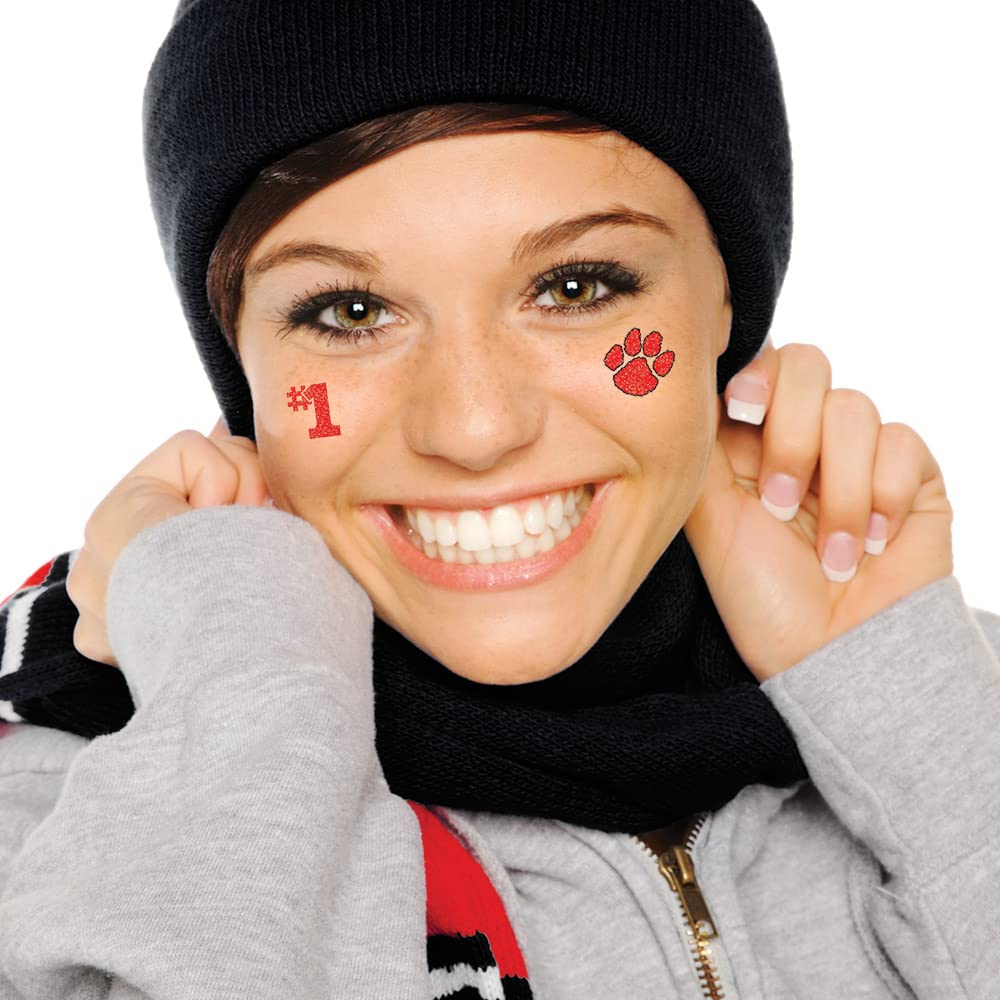 Anderson's Go Big Red Glitter Body Decals Assortment, 100 per Package, Tattoos, Cheek Cheers, Eyeblacks, Fan Gear, Sports Fan Gear,School Spirit, Football Cheerleader Accessories, Homecoming