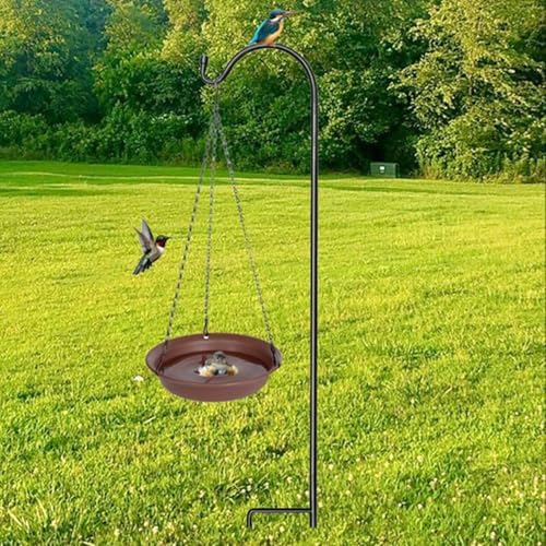 Hanging Bird Bath, Hanging Bird Water Feeder for Outdoors, Feeder Bowl, 2 Pack Birdbath Tray Accessories for Outside, Plastic Birdbaths Tray for Garden Patio Decoration (16", Chocolate)