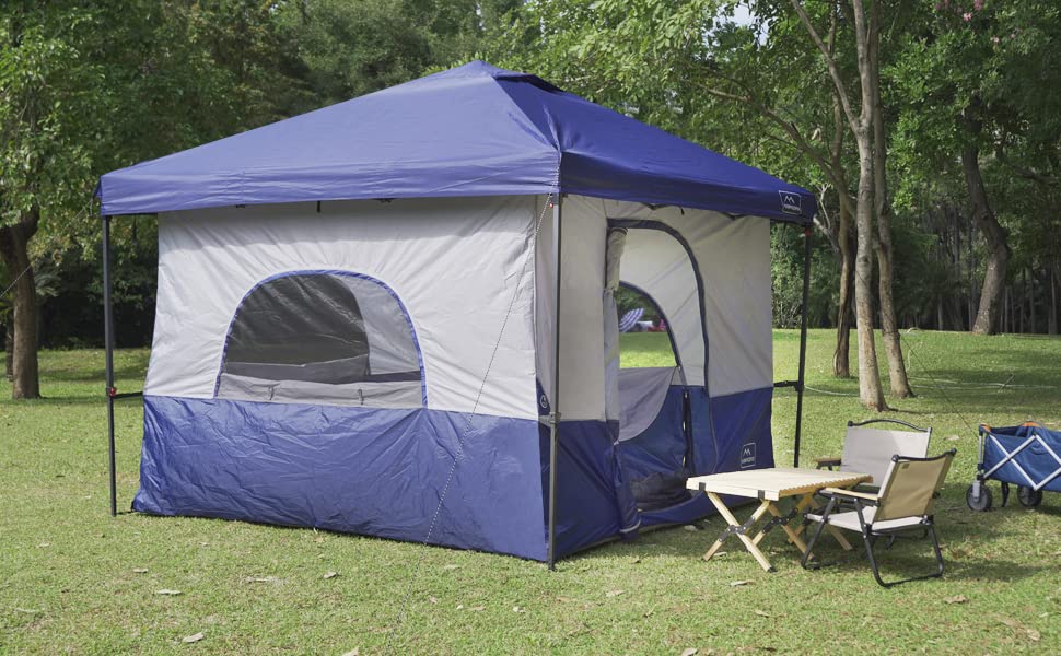 KAMPKEEPER Camping Inner Tent, Converts 10'x10' Straight Leg Pop Up Canopy into Camping Tent, with 1 Dog Hole–Fully Vented Roof(Canopy & Frame NOT Included), Navy Blue