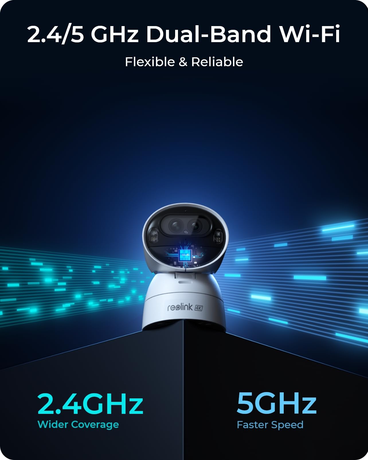 REOLINK Argus Track, 4K+2MP Dual-Lens Solar Security Camera, Wireless Outdoor/Indoor Camera, Pan & Tilt, Auto Zoom Tracking, 2.4/5GHz WiFi, Color Night Vision, AI Detection, No Subscriptions