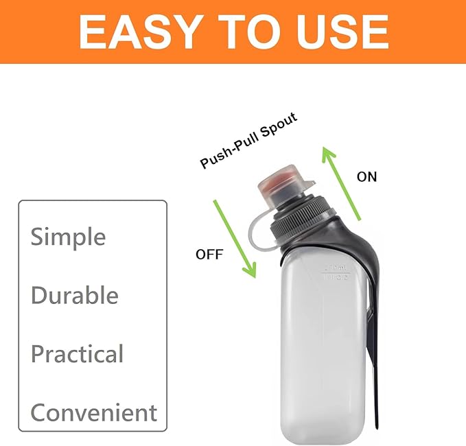 Water Bottle for Running No Bounce Water Bottle with Clip and Cover Cap,BPA-Free Plastic, 8.8oz (250ml) for Running/Marathon/Walking/Hiking/Cycling/Trail/Skiing (1 Pack)