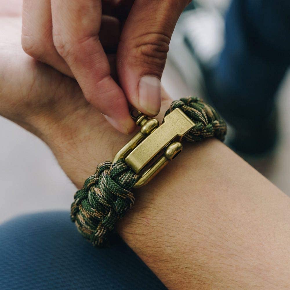 iHeartDogs Hero Company Camo Paracord Bracelet - Tactical Survival Bracelet for Men with Bronze USA Flag - Helps Pair Military Veterans with a Companion Dog