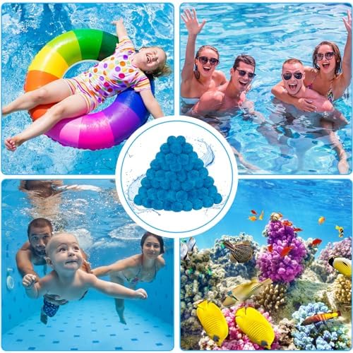 1.8 lbs Pool Filter Balls, New Upgrade Efficient Swimming Pool Filter Sand Alternative, Reusable Eco-Friendly Blue Filter Media Balls, Replace 70 lbs Filter Sand, Lasts for Several Seasons