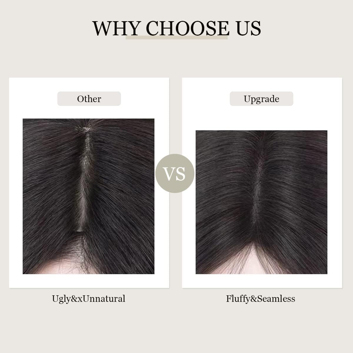 Aimeolyn Hair Toppers for Women Real Human Hair, for Women No Bangs Top Hair Extensions Pieces for Thinning Upgrade Lace Base Premium Remy Toppers P4/10
