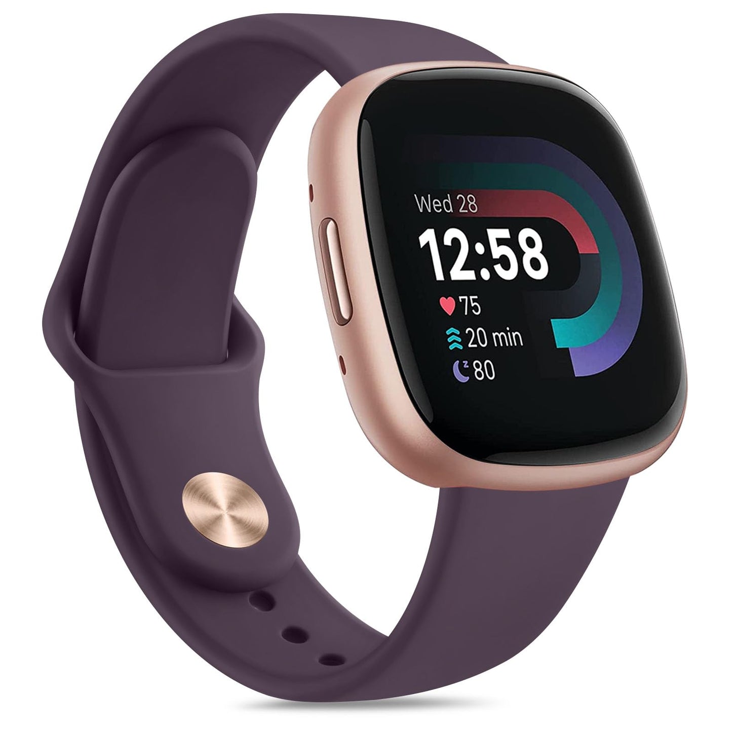 Vancle Bands Compatible with Fitbit Versa 4 / Versa 3 Bands Women Men, Fitbit Sense 2 / Sense Bands, Soft Silicone Replacement Bracelet Strap for Fitbit Versa 4/ Sense 2 Smart Watch (Large, Dark Purple)