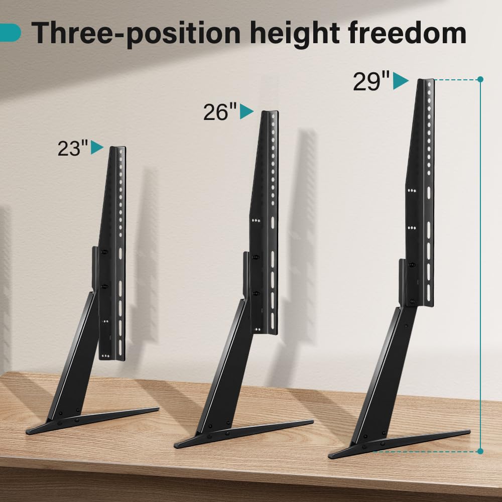 BFTOU Black Universal TV Stand Tabletop for 27 to 65 inch LCD Flat Screen TV,Max VESA 800 x 400mm, Height Adjustable TV Base Holds up to 88lbs