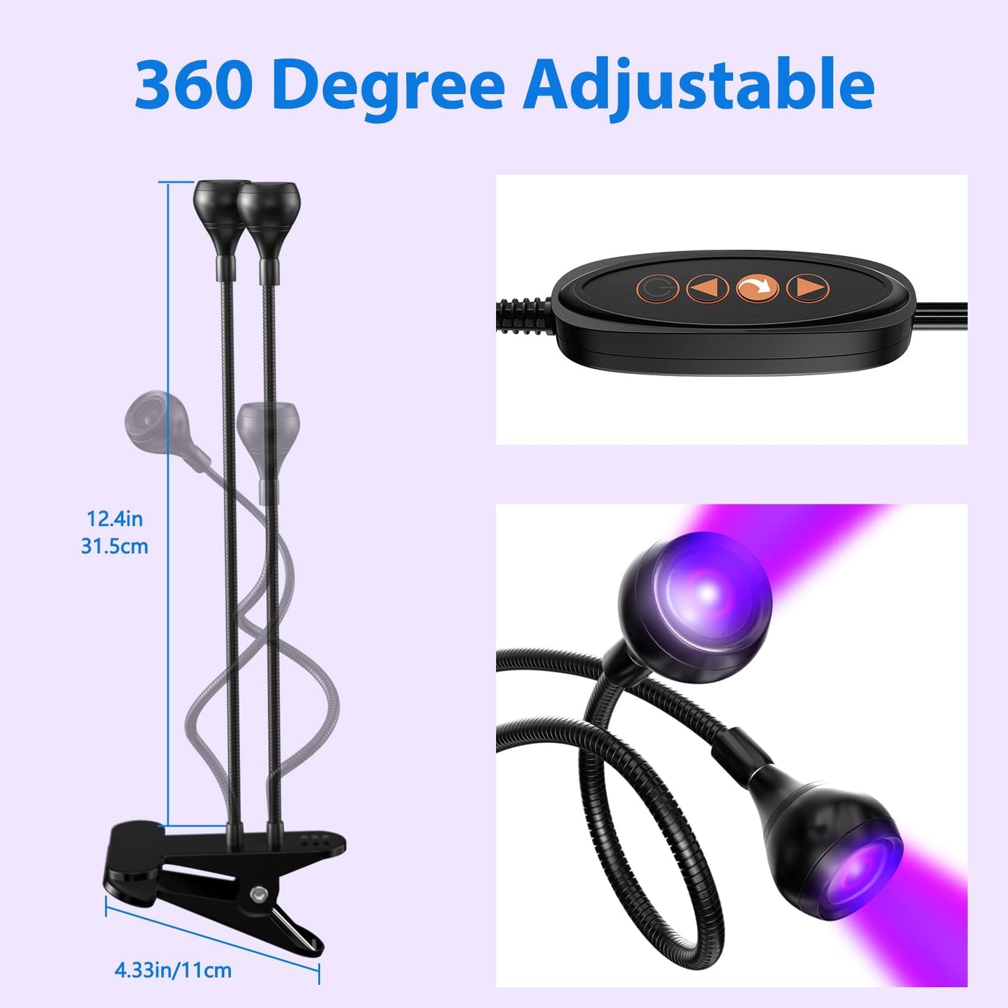 AORAEM LED Nail Lamps 3W Flexible Gooseneck Lamp Quicky Dry Double-Headed Nail Manicure Dryer Gel Polish Curing Light Plug Play Portable Flash Cure Light for Gel Nails Home DIY Professional Nail Tools