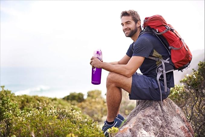 Linowos Drinking and Misting Sports Water Bottle, Non-Toxic BPA Free, Fast Water Flow Opens with 1-Click, Portable Leak-Proof Spray Cup for Cycling Fitness Camping Hiking Outdoor