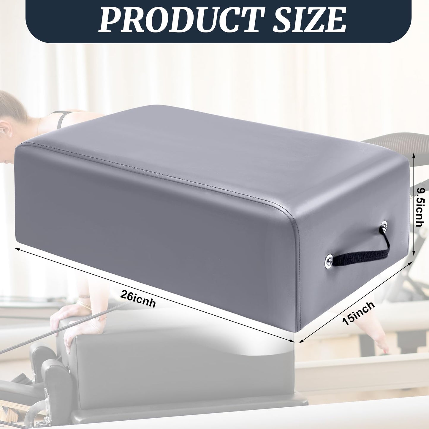 Beeveer Pilates Sitting Box 26 x 15 x 9.5 Inch Pilates Equipment Pilates Accessories Pilates Box for Reformer Body Stamina Stretching Balance Exercise Workout (Gray)
