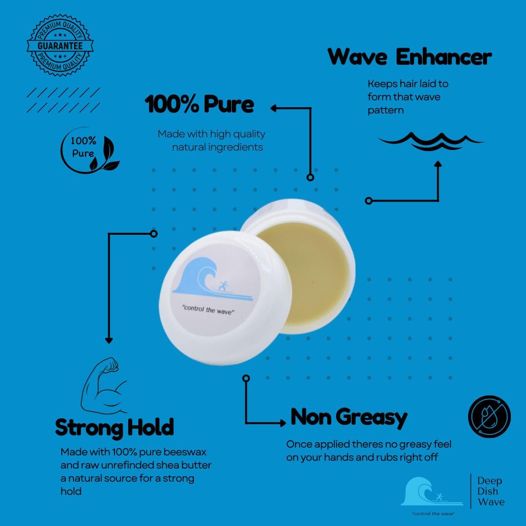 Deep Dish Wave Pomade 100% Pure All Natural 360 Waves Hair Cream - Superior Wave Grease for Men- Wave Butter for Perfect 360 Waves 2oz